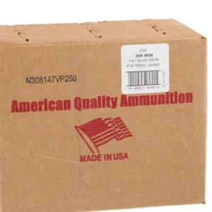 250 Rounds of .308 Win Ammo by American Quality Ammunition – 147gr FMJ