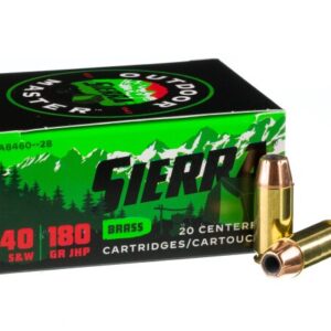 20 Rounds of .40 S&W Ammo by Sierra Outdoor Master – 180gr JHP