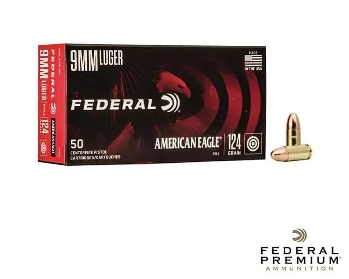 Federal American Eagle 9mm 124gr. FMJ 1000rds