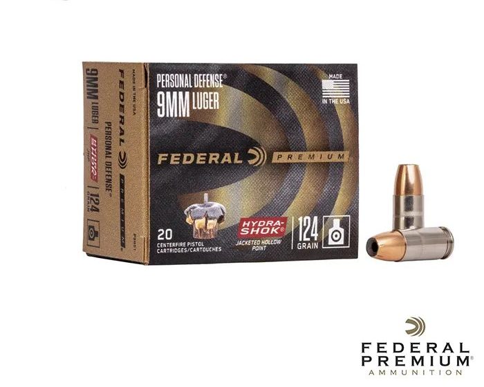 Federal Personal Defense Hydra-Shok 9mm 124gr. JHP 200rds