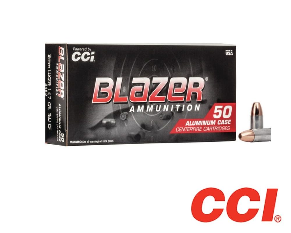 CCI Blazer Aluminum 9MM, Total Metal Jacket, 147 GR Clean Fi (50rds & 1000rds)