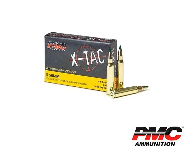 PMC X-Tac 5.56 NATO 62gr. LAP Green-Tip (20rds & 500rds)
