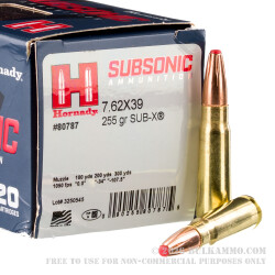 Hornady Subsonic 7.62x39 255gr Sub-X 20rds