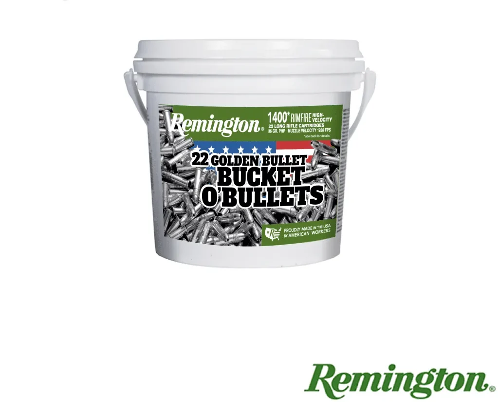 Remington Golden Bullet .22LR 36gr. Plated HP Bucket 1400rds